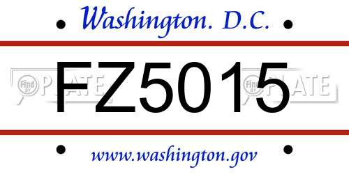 FZ5015 District Of Columbia License Plate