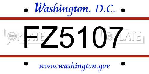 FZ5107 District Of Columbia License Plate