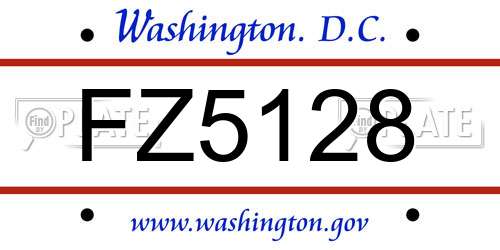 FZ5128 District Of Columbia License Plate