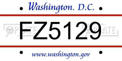 FZ5129 District Of Columbia License Plate