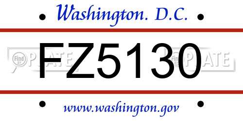 FZ5130 District Of Columbia License Plate