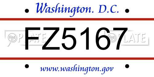 FZ5167 District Of Columbia License Plate