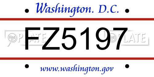 FZ5197 District Of Columbia License Plate