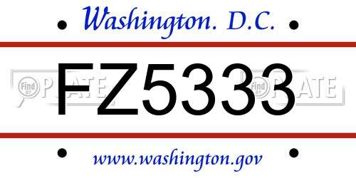 FZ5333 District Of Columbia License Plate