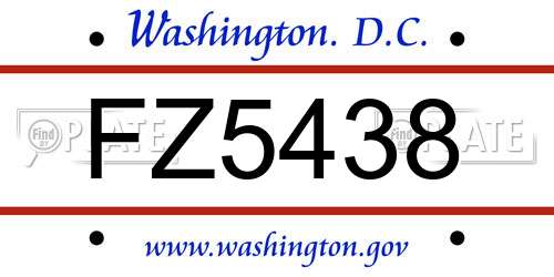 FZ5438 District Of Columbia License Plate