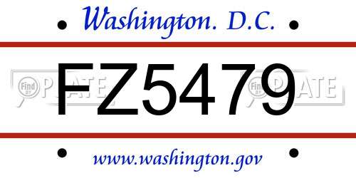 FZ5479 District Of Columbia License Plate