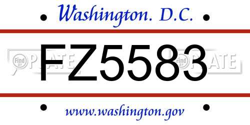 FZ5583 District Of Columbia License Plate
