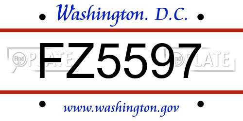 FZ5597 District Of Columbia License Plate