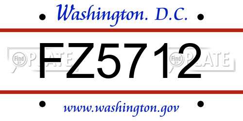 FZ5712 District Of Columbia License Plate
