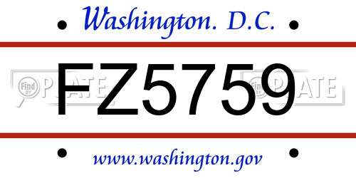 FZ5759 District Of Columbia License Plate