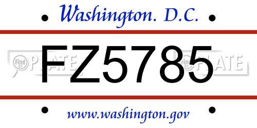 FZ5785 District Of Columbia License Plate