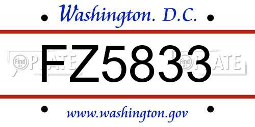 FZ5833 District Of Columbia License Plate