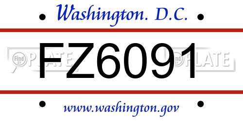 FZ6091 District Of Columbia License Plate