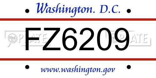 FZ6209 District Of Columbia License Plate