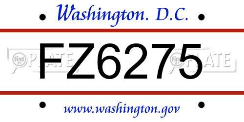 FZ6275 District Of Columbia License Plate