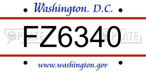 FZ6340 District Of Columbia License Plate