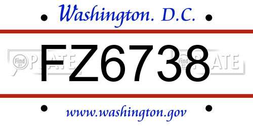FZ6738 District Of Columbia License Plate