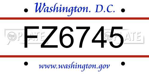 FZ6745 District Of Columbia License Plate