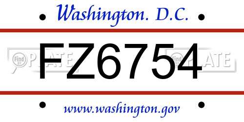 FZ6754 District Of Columbia License Plate
