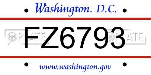 FZ6793 District Of Columbia License Plate