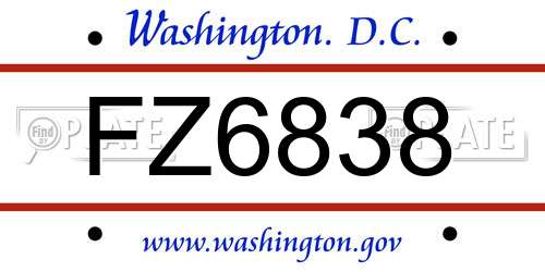 FZ6838 District Of Columbia License Plate