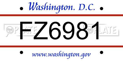 FZ6981 District Of Columbia License Plate