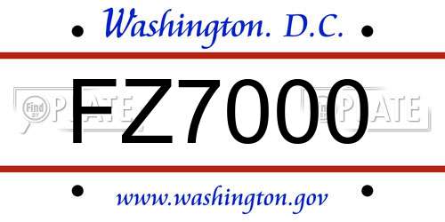 FZ7000 District Of Columbia License Plate
