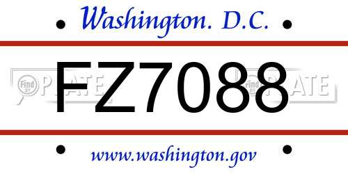 FZ7088 District Of Columbia License Plate