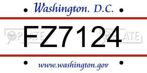 FZ7124 District Of Columbia License Plate