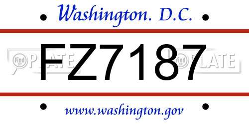 FZ7187 District Of Columbia License Plate