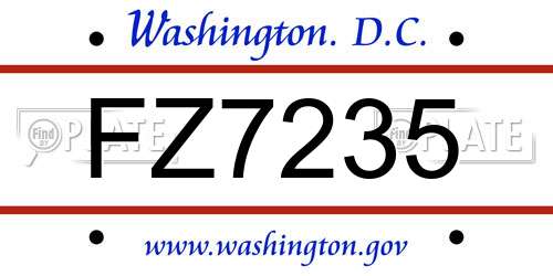 FZ7235 District Of Columbia License Plate