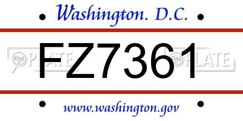 FZ7361 District Of Columbia License Plate
