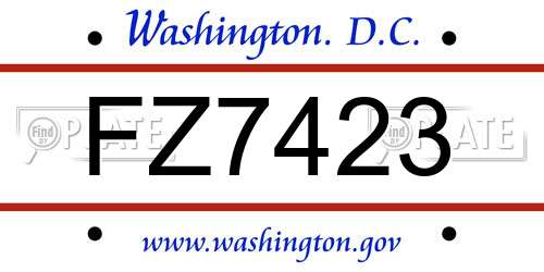 FZ7423 District Of Columbia License Plate