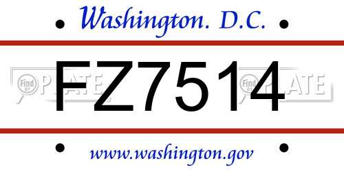 FZ7514 District Of Columbia License Plate
