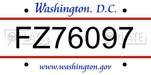FZ76097 District Of Columbia License Plate