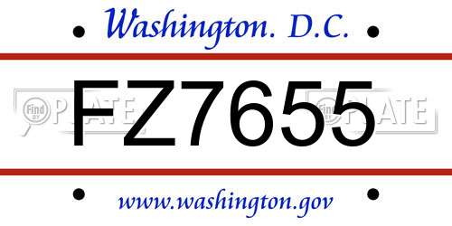 FZ7655 District Of Columbia License Plate