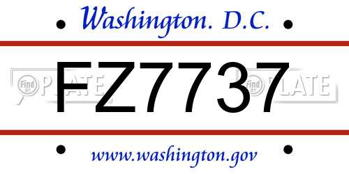 FZ7737 District Of Columbia License Plate
