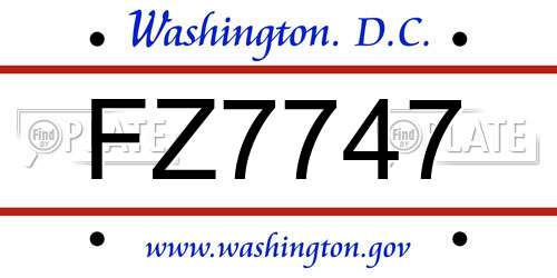FZ7747 District Of Columbia License Plate