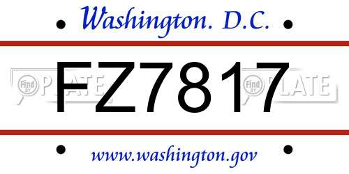 FZ7817 District Of Columbia License Plate