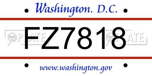 FZ7818 District Of Columbia License Plate
