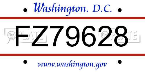 FZ79628 District Of Columbia License Plate