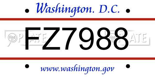 FZ7988 District Of Columbia License Plate
