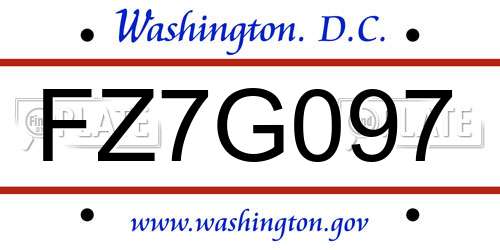 FZ7G097 District Of Columbia License Plate
