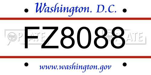 FZ8088 District Of Columbia License Plate