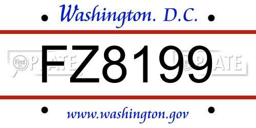 FZ8199 District Of Columbia License Plate