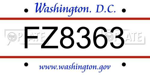 FZ8363 District Of Columbia License Plate