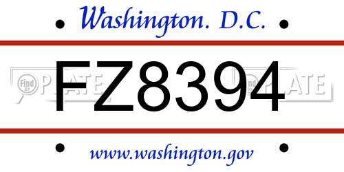 FZ8394 District Of Columbia License Plate