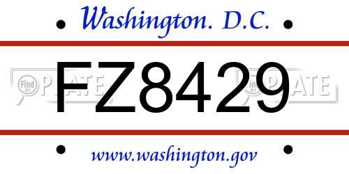 FZ8429 District Of Columbia License Plate