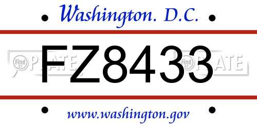 FZ8433 District Of Columbia License Plate
