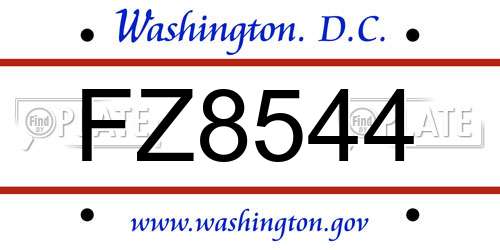 FZ8544 District Of Columbia License Plate